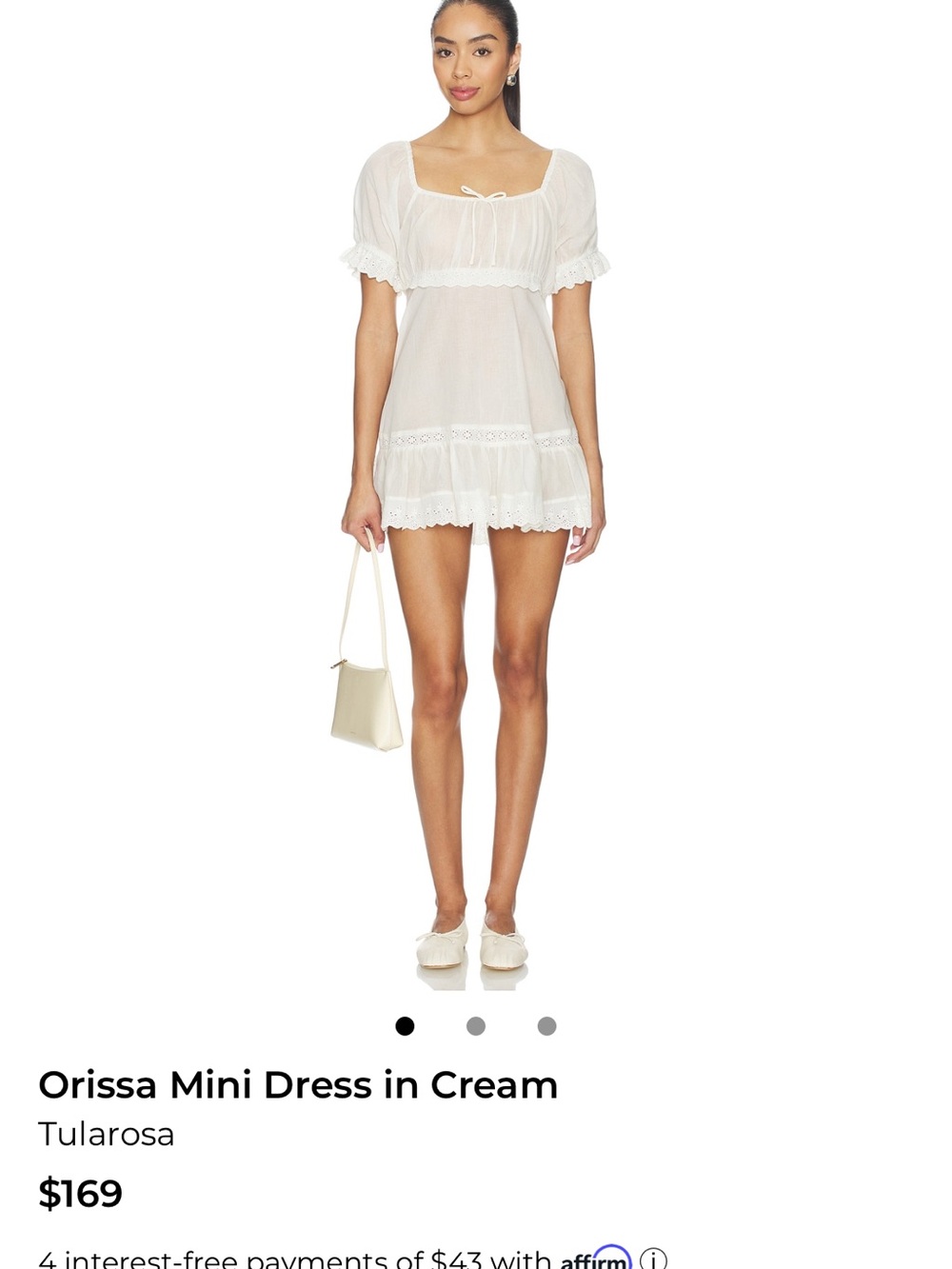 Tularosa Puff-Sleeve Mini Dress in Cream